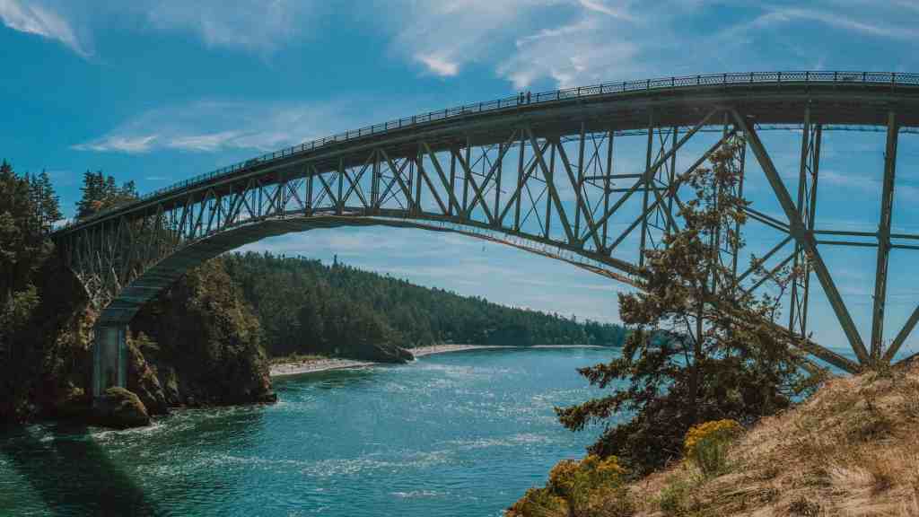 Deception Pass Bridge.  Kids will love camping nearby and the Bridge is a must see.