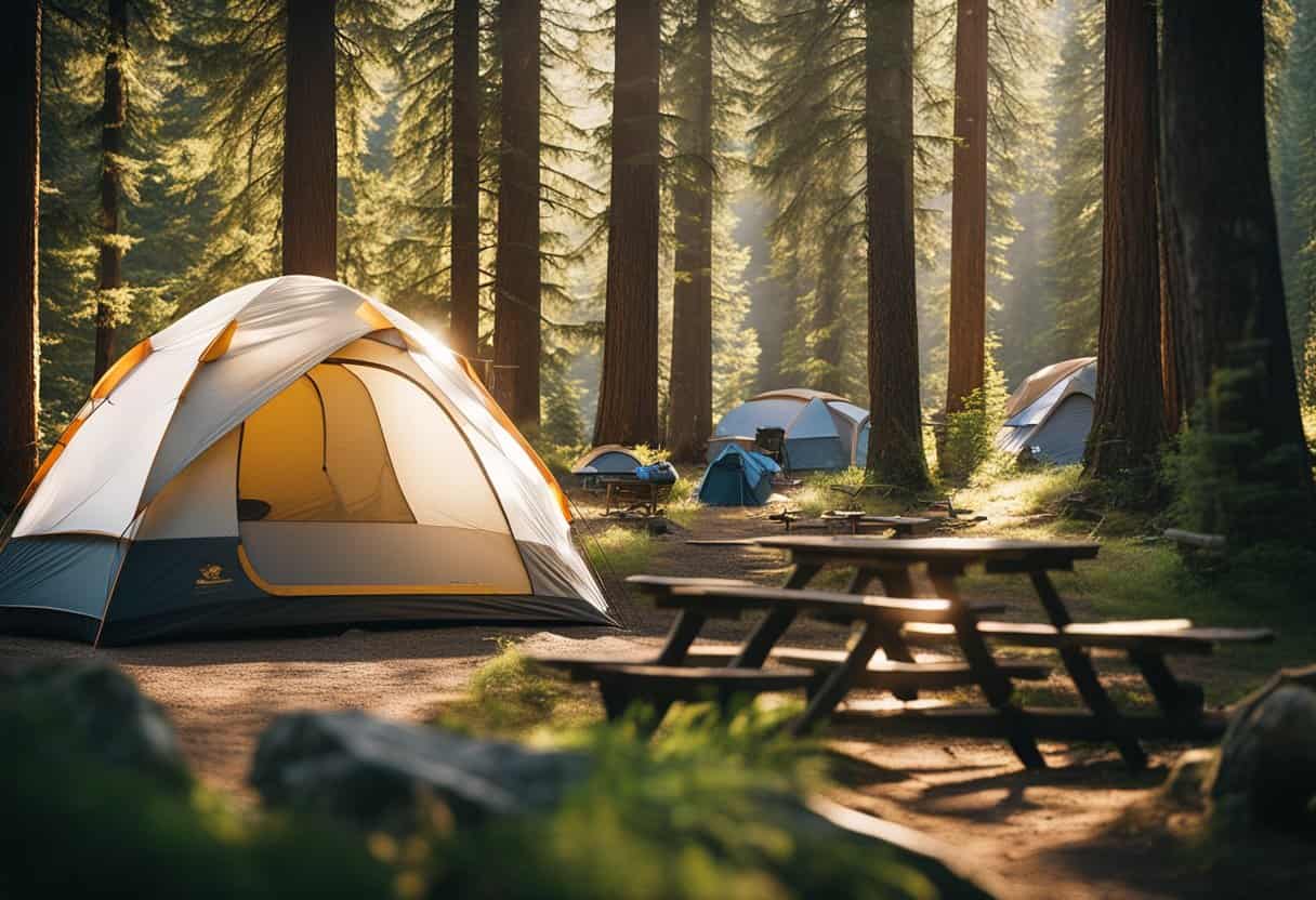 campground with multiple camspites pictured.