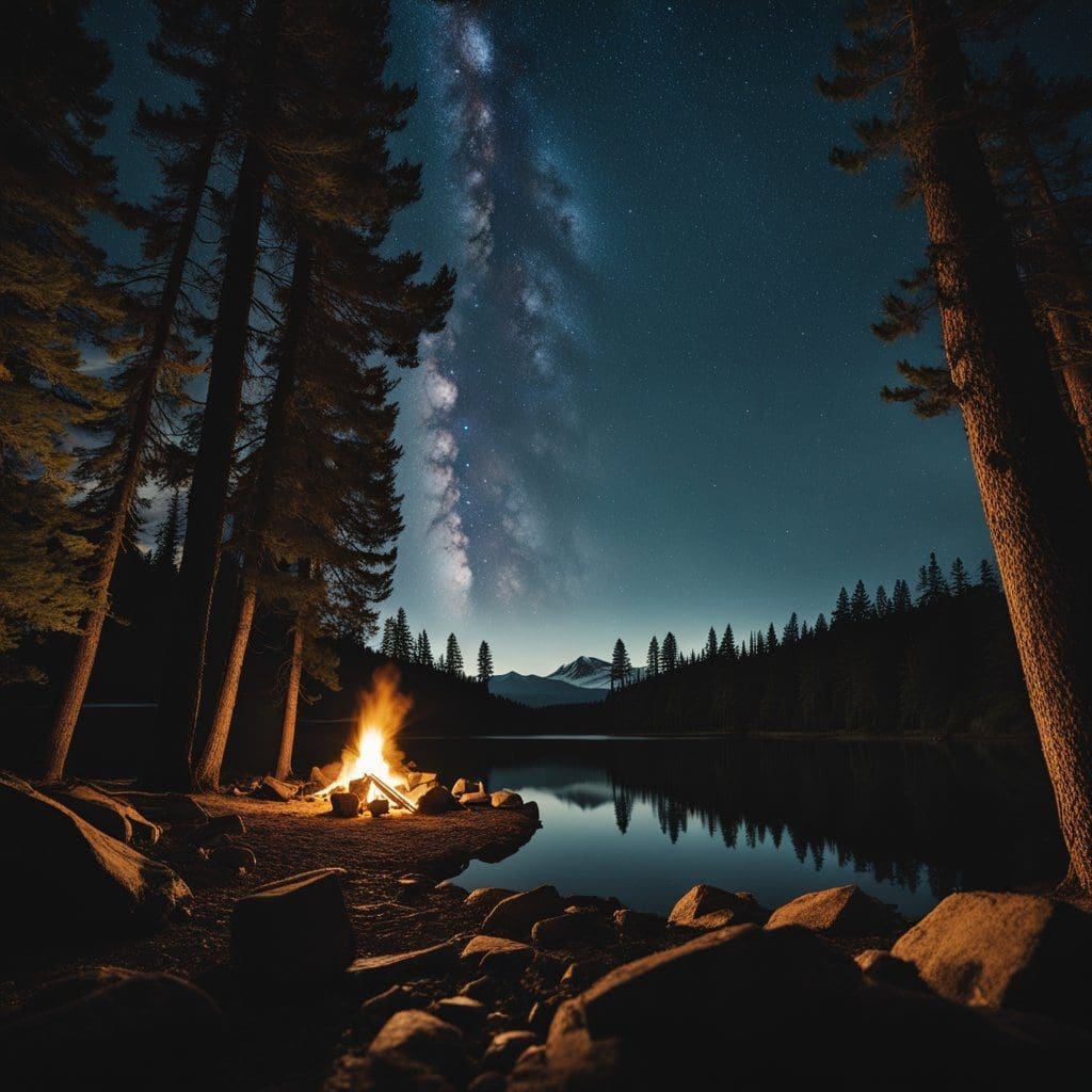 bonfire by a lake. DIY Camping Hacks