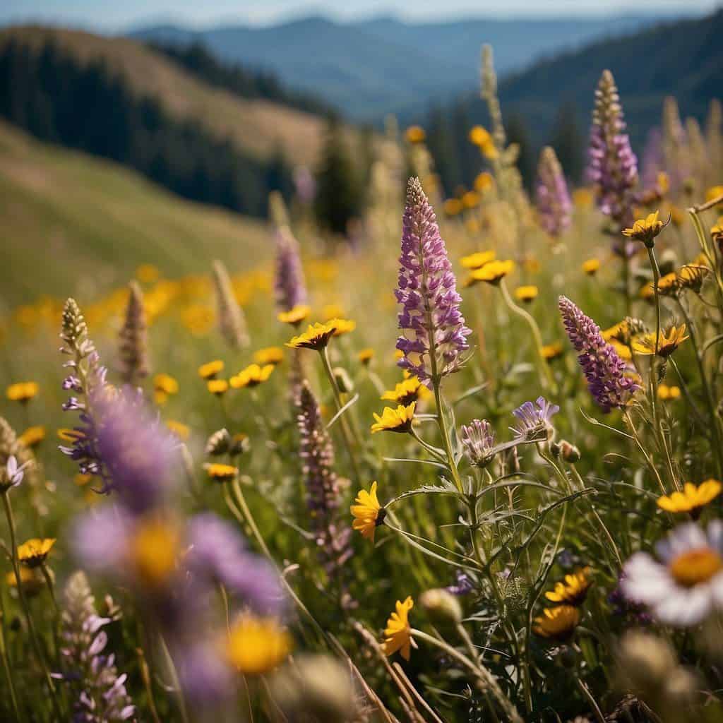 Vibrant wildflowers blanket the rolling hills of Washington state, a tapestry of color and life. Bees buzz from bloom to bloom, while butterflies dance among the petals. A gentle breeze carries the sweet scent of the flowers, a testament to